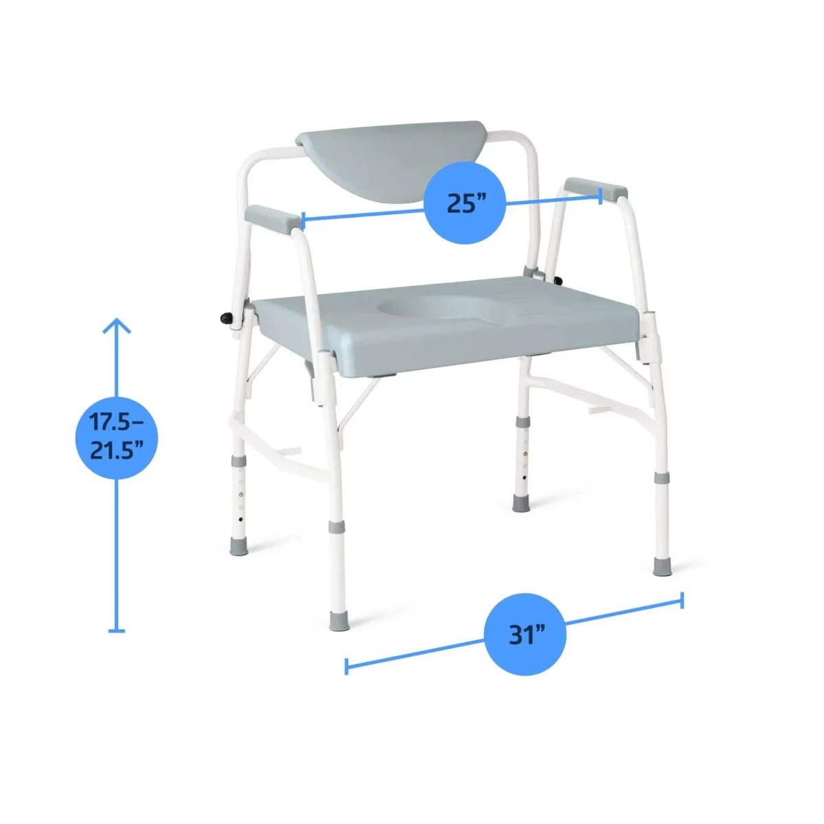 Medline Bariatric Steel Drop Arm Commode - Image 3